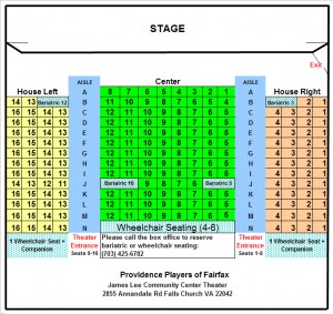 Theater Seating Chart as of 2014-Providence Players at the James Lee Community Center Theater