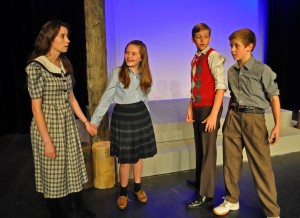 Rachel Yeager in her PPF Debut with Kyleigh Friel, Ethan Phillips and Nicholas Carlin in The Lion, the Witch and the Wardrobe - Photo by Chip Gertzog Providence Players